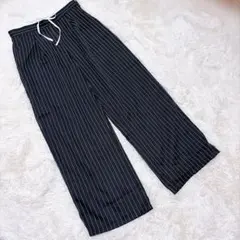 【美品❣️】DAZY SHEIN ワイドパンツ　ストライプ　ブラック　カジュアル