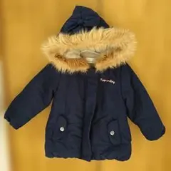 ネイビー ファー付きコート Keep smiling