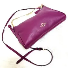 COACH パープル レザー ショルダーバッグ