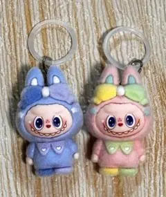 ラブブ　labubu 桃色　水色 めじるしアクセサリー　2点　香り付き　⑩