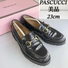 【美品】PASCUCCI ビットローファー 36 黒茶 レザー 厚底 箱付のサムネイル