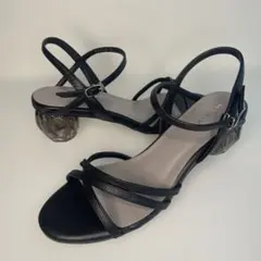 美品⭐︎HIMIKO卑弥呼 ストリングクリアヒールサンダル ブラック 24cm
