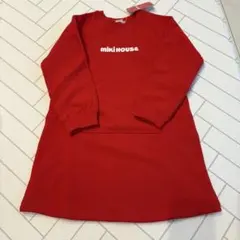 ミキハウス ロゴ ワンピース レッド 110cm