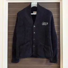 ザ・ダファー ニット パイル ショールカーディガン ブラック Lサイズ