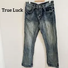 True Luck ダメージ加工 デニム ストレート ジーンズ レディース