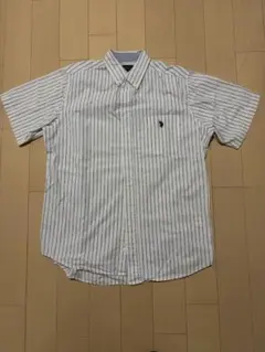 US Polo ストライプ 半袖ワイシャツ ブルー系
