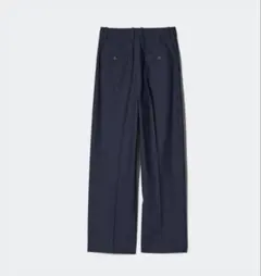 UNIQLO タックワイドパンツ / NAVY ストライプ