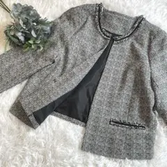 大きめ 17号 ツイード ノーカラージャケット 卒業式 入学式 フォーマル