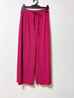 ワイドパンツ イージーパンツ ピンク紫 ウエストゴム