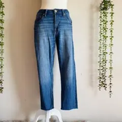 アメリカンホリック　ストレッチ　アンクル丈　ブルーデニム ストレートパンツ