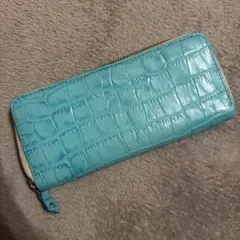 水色 本革 長財布 ハンドメイド オーダー品