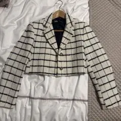 ZARA ツイードテーラード　クロップドジャケット XS