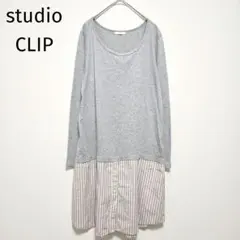 スタディオクリップ チュニックワンピース 重ね着風 長袖 薄手 体型カバー Mのサムネイル