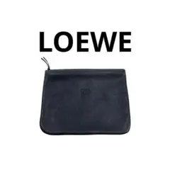 LOEWE ロエベ ヴィンテージ ポーチ レザー アナグラム ロゴ ネイビー