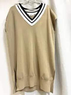 PLST ベージュ Vネック ニットベスト M