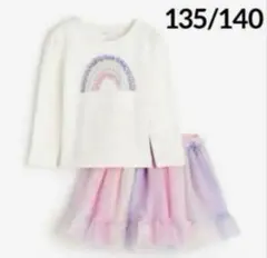 ☆新品☆H&Mトップス&スカート2アイテムセット♡レインボー♡135/140①