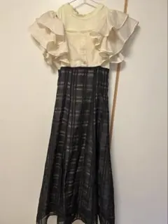 MAJESTIC LEGON ウエストきゅっとフリルフレアワンピ