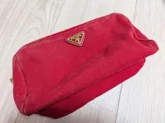 PRADA レッド キャンバスポーチ