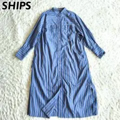 美品✨SHIPS　シップス　ポプリン ストライプ ポケット シャツ ワンピース