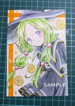 No.120 手描きイラスト【難あり】女の子 魔法使い デコ出し 魔法学校1年生