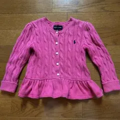 RALPH LAUREN ケーブルニット カーディガン ピンク 90cm
