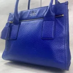 kate spade シボ革 タッセル トートバッグ ブルーのサムネイル