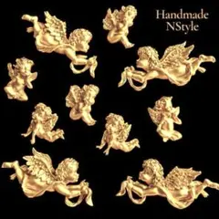 ♛アンティーク♛飾り 装飾　ロココ調レリーフ　天使セット　10パーツ　ゴールド