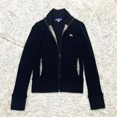 極美品 バーバリーブルーレーベル ニット ジップアップ ノバチェック ウール