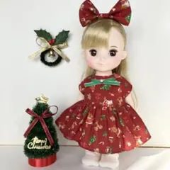 S1206メルちゃんソランちゃんハンドメイド服ワンピース クリスマス