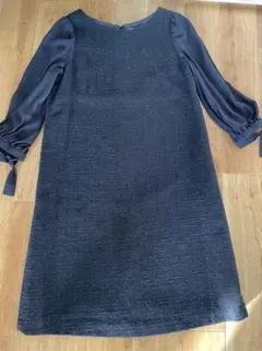 KUMIKYOKU ダークネイビー ひざ丈ワンピース