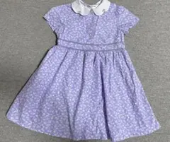 【美品】ショパン スカラップ襟 花柄 プリント ワンピース　110サイズ