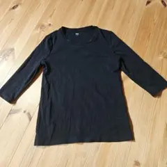 UNIQLO ブラック 五分袖 Tシャツ L