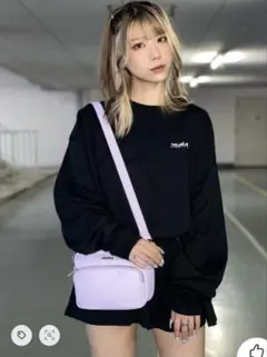 X-girl フェイクレザーショルダーバッグ ライトパープル