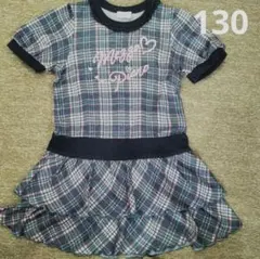 Mezzo Piano チェック柄 半袖ワンピース 130 チュニック