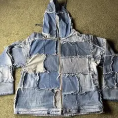 【一点物】リメイク デニムパッチワークパーカー