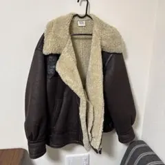 BDG フェイクムートン フライトジャケット ボア ブラウン S