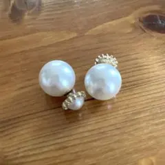 美品☆ピアス　ホワイトパール 2way