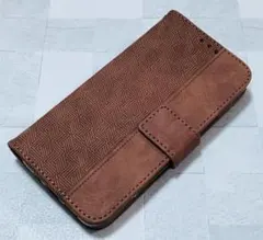 大人お洒落 手帳型 iPhone12/12Pro 用 ケース 縞模様 ブラウン