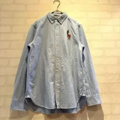 ラルフローレン　長袖シャツ L (14-16)ビックボニー　ブルー　ボタンダウン