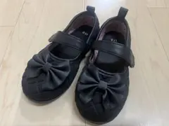 リボン付き 黒 フォーマルシューズ 17㎝