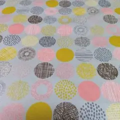 様々な円形パターン生地 オックス綿ハギレ　約110cm幅×55cm