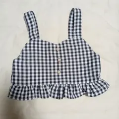 ビスチェ　フリル　チェック　重ね着　ボタン　110