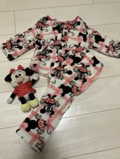 ミニー　モコモコ　パジャマ　80 ディズニー　ボタン　お揃い　ひとりで着られる