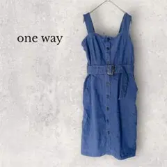 【one way】ワンウェイ デニムビスチェワンピース Mサイズ ベルト付きのサムネイル