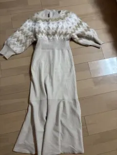 マーキュリーデュオ　ノルディックジャカードドッキングニットワンピース