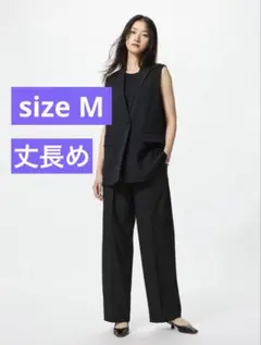 UNIQLO ブラック タックワイドパンツ M 丈長め