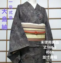 購入者ページ◆厳選◆未使用同然◆手絞りのお洒落な上質な小紋◆裄68丈159 銀座【A-3989】三勝製 近江ちぢみ 勿忘草色 無地（反端・紙札付
