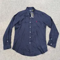 大人気♡ラルフローレン リネンシャツ ネイビー リラックスフィット 美品 リラックスド フィット リネン シャツ （シャツ・ブラウス