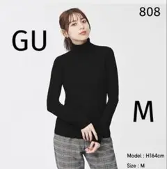 808 【美品】GU ジーユー リブタートルネックセーター(長袖)