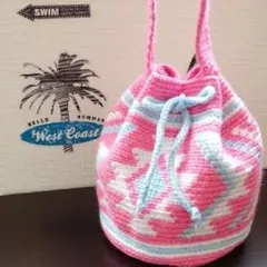 オルテガ柄 巾着バッグ トートバッグ ハンドバッグ